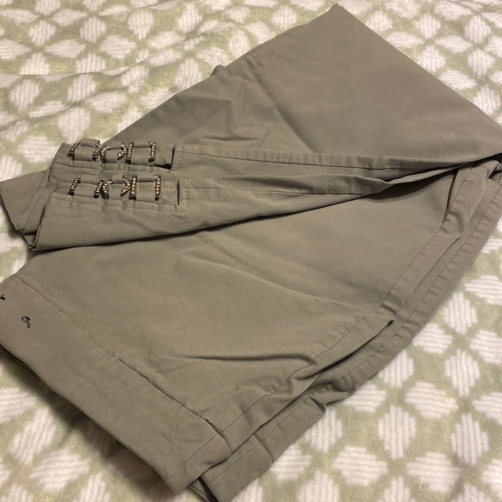 Women’s gray dress pants, nice rhinestone detail